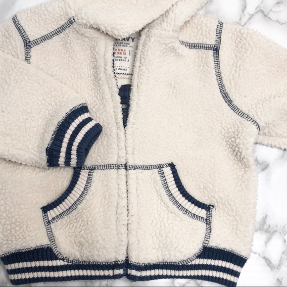 Old Navy Cream Faux-Sherpa Hoodie for 6-12 months - Picture 2 of 5